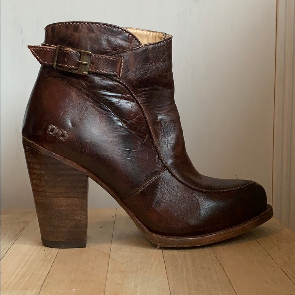 Dark brown leather booties